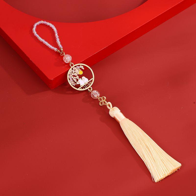 

Cheongsam Chinese Fad Wind Pressure Placket Elegant Brooch Pendant Chinese Traditional Costume Tea Clothing Tassel Retro Chinese Makeup Ornament Women Cherry Blossom Rabbit-Orange