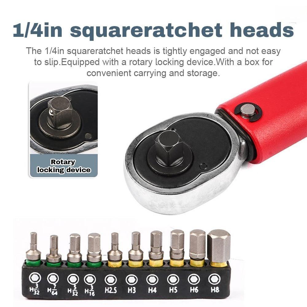 1/4Inch Portable Drive Spanner Kit Adjustable Torque Wrench Set 2-24N.m Hand Tool Bicycle Motorbike Car Repairing Accessory
