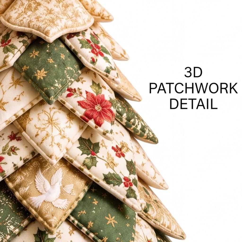 DIY gestepptes Stoff-Weihnachtsbaum-Set mit 3D-Patchwork-Bastelset für Anfänger Handgefertigte Tisch-Weihnachtsdekoration Festlicher Kamin-Tisch-Büro-Schmuck