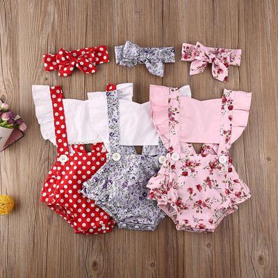 Noworodek Letnia odzież Niemowlę Baby Girl Romper Ruffled Hollow Out Kombinezony Bez rękawów Polka Dot Sunsuit