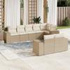 Vidaxl 8-Cz. Garden Furniture Set With Cushions, Beige, Poly Rattan