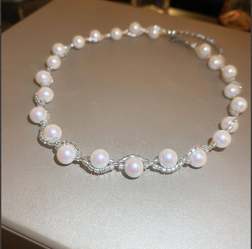 Baroque Water Drop Pearl Fringe Necklace Temperament Collarbone Chain French Retro Necklace Women