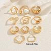 Wind Ladies Jewelry Geometric Ring Inlaid Pearl Design Ring Set Opening Adjustable Ring