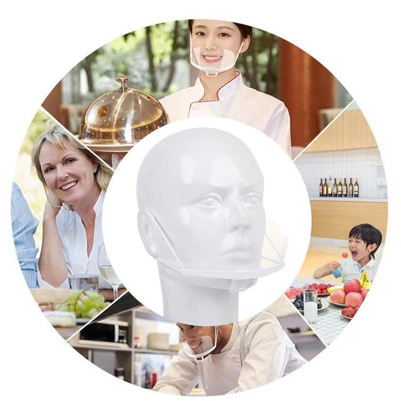 10Pcs Creative Shapes Clear Plastic Catering Mask Hotel Beauty Chef Waiter Protective Mask Reusable Visible Splash Proof Mask