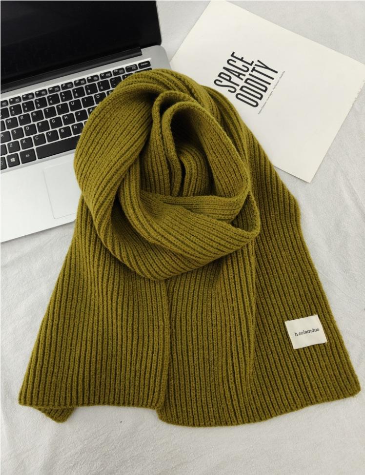New Red Arctic Fleece Knitted Scarf Men's and Women's Winter Christmas Student Couple Thickened Wool Scarf Korean