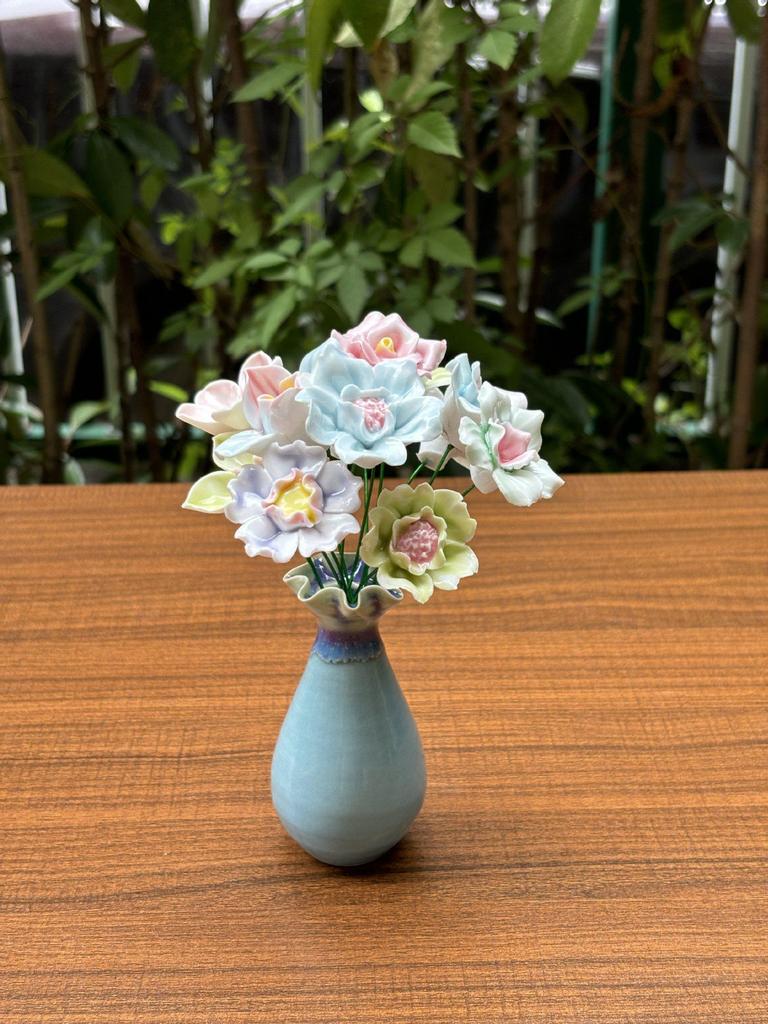 Handmade High-Temperature Ceramic Flower Bouquet Ornament