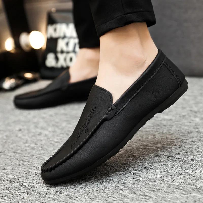 New Autumn Men's Loafers Casual Driving Soft Soled Leather Footwear Trendy Versatile Work Shoes Fashion Comfortable Male Flat