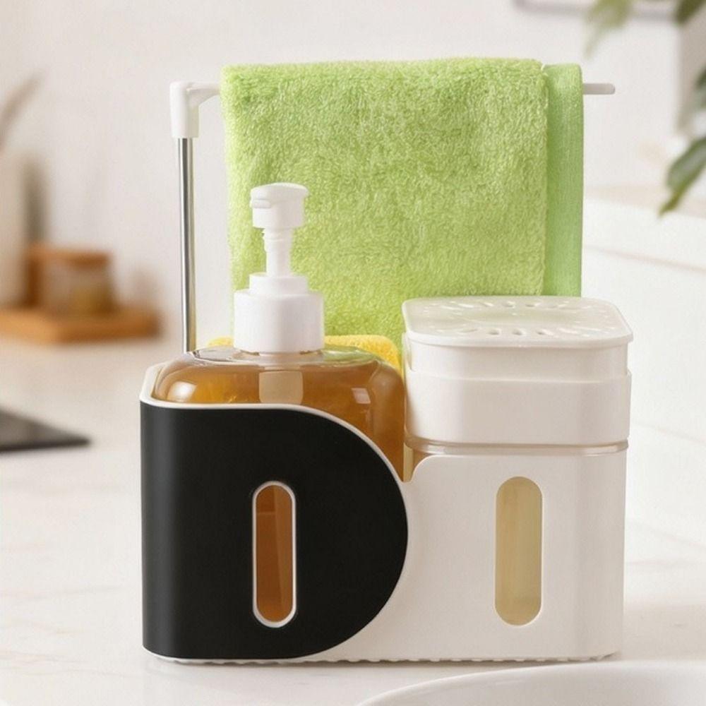 Mit Schwammhalter 4-in-1 Seifenspender Nachfüllbarer Doppel-Seifenspender Badezimmerwaschbecken