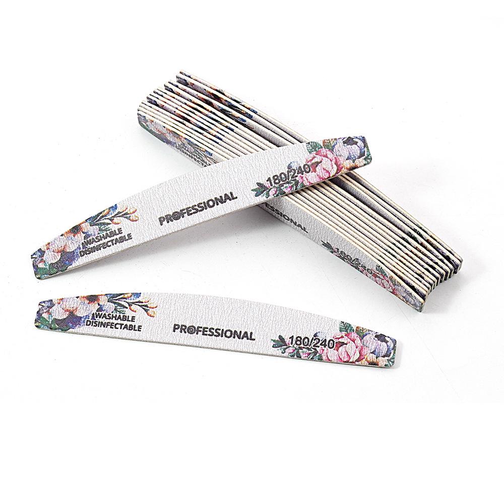 Available: Gray Professional Wood Nail File with Rose Design - Thin, Washable, for Shaping and Polishing Nails