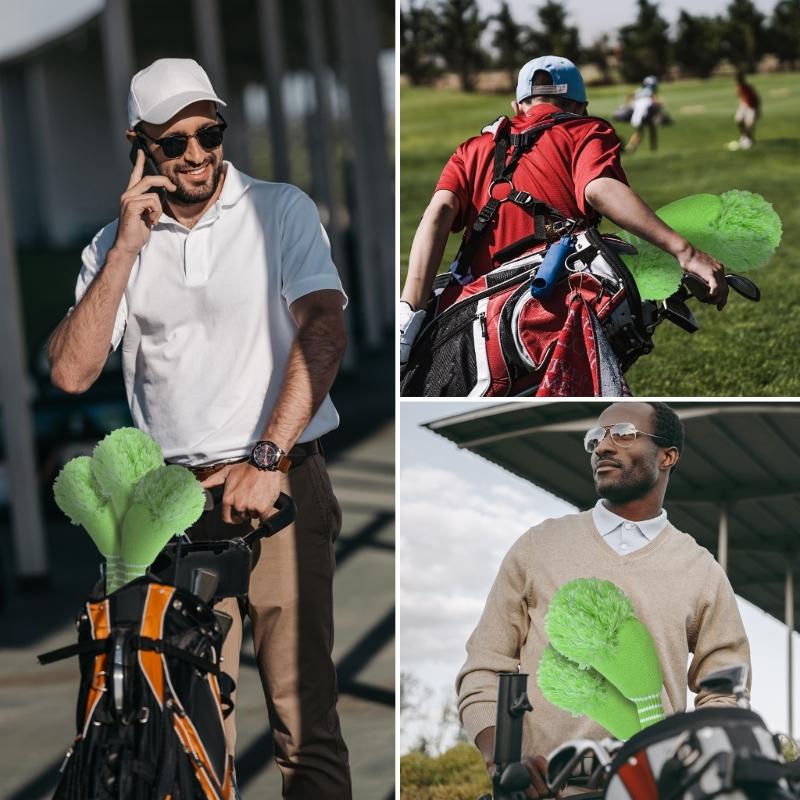 3Pcs Knitted Golfing Club Head Covers Knitted Golfing Driver Headcover Golfing Wood Head Covers Golfing Club Accessories