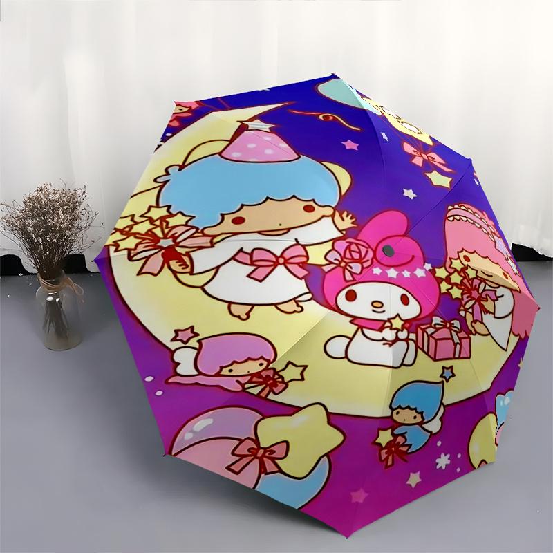 1pc My Melody & Little Twin Stars Festival Umbrella - Automatic Opening/Closing, Foldable Design, Outdoor Use, Gift for Fans, Travel, Daily Use.K072
