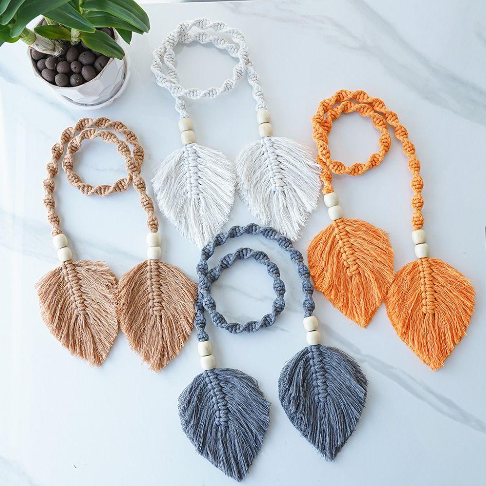 Boho Curtain Tieback Leaf Shape Curtain Hanging Rope Simple Curtain Buckles  Home Decoration