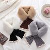Knit Fishtail Plush Neck Warmer Women Autumn Winter Cross Faux Rabbit Fur Cute Versatile Student Premium Scarf