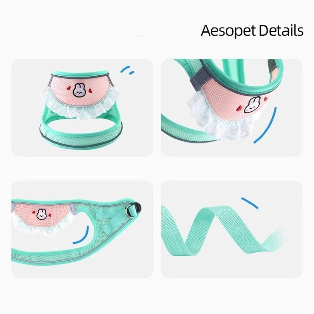 Escape Proof Dogs Collar Vest Breathable Pet Harness Leash Cute Pet Harness and Leash Set  Outdoor