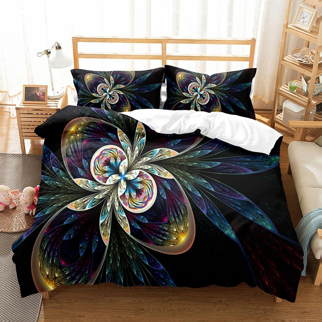 3D Abstract King Queen Duvet Cover Solid Geometry Bedding Set Rotate Three-dimensional Space 2/3pcs Polyester Soft Quilt Cover