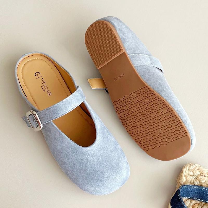 Fashion Fashion Round Toe Shallow Flat Sandals Women High Quality Faux Suede Ballet Flats Women Elegant Comfort Soft Sole Casual Shoes