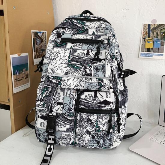 

Трендовий шкільний рюкзак з мультяшним графіті для хлопчиків 2025 - Нейлоновий рюкзак великої місткості 32cm length, 16cm width, 46cm height