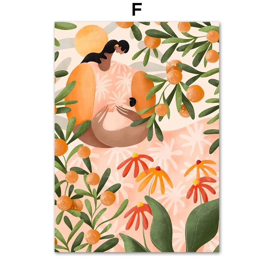 Scandinavian Style Boho Abstract Wall Art Prints, Abstract Poster, Coral Leaves Flower Gallery, Aesthetic Room Decor, Modern Fas