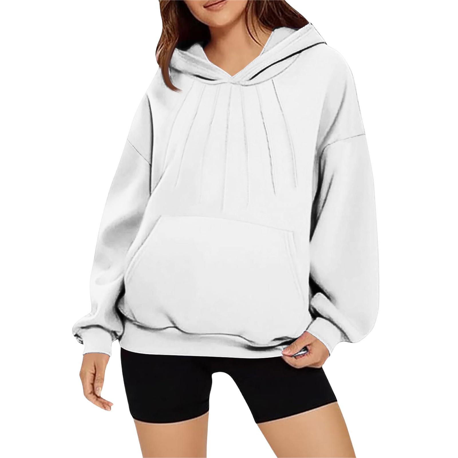 

Женская модная и удобная толстовка с длинными рукавами однотонной расцветки XL белый