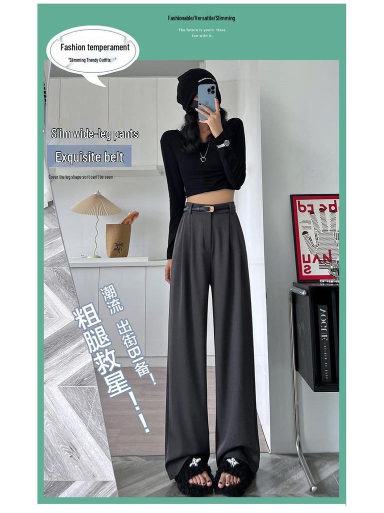 Spring 2026 Women's High Waist Wide Leg Straight Suit Pants