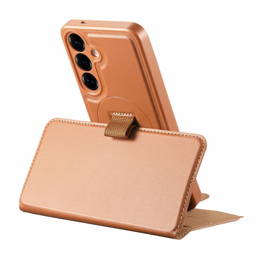 CASENEO MW-07 For Samsung Galaxy S25+ Magnetic Case RFID Blocking Wallet Stand Leather Phone Cover with Wristband