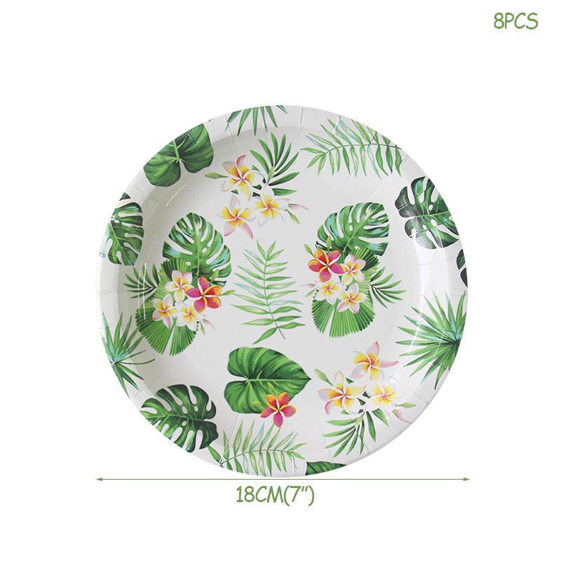 Summer Hawaii Party Disposable Tableware Sets Flamingo Palm Leaf Hawaiian Birthday Party Supplies Tropical Wedding Decorations