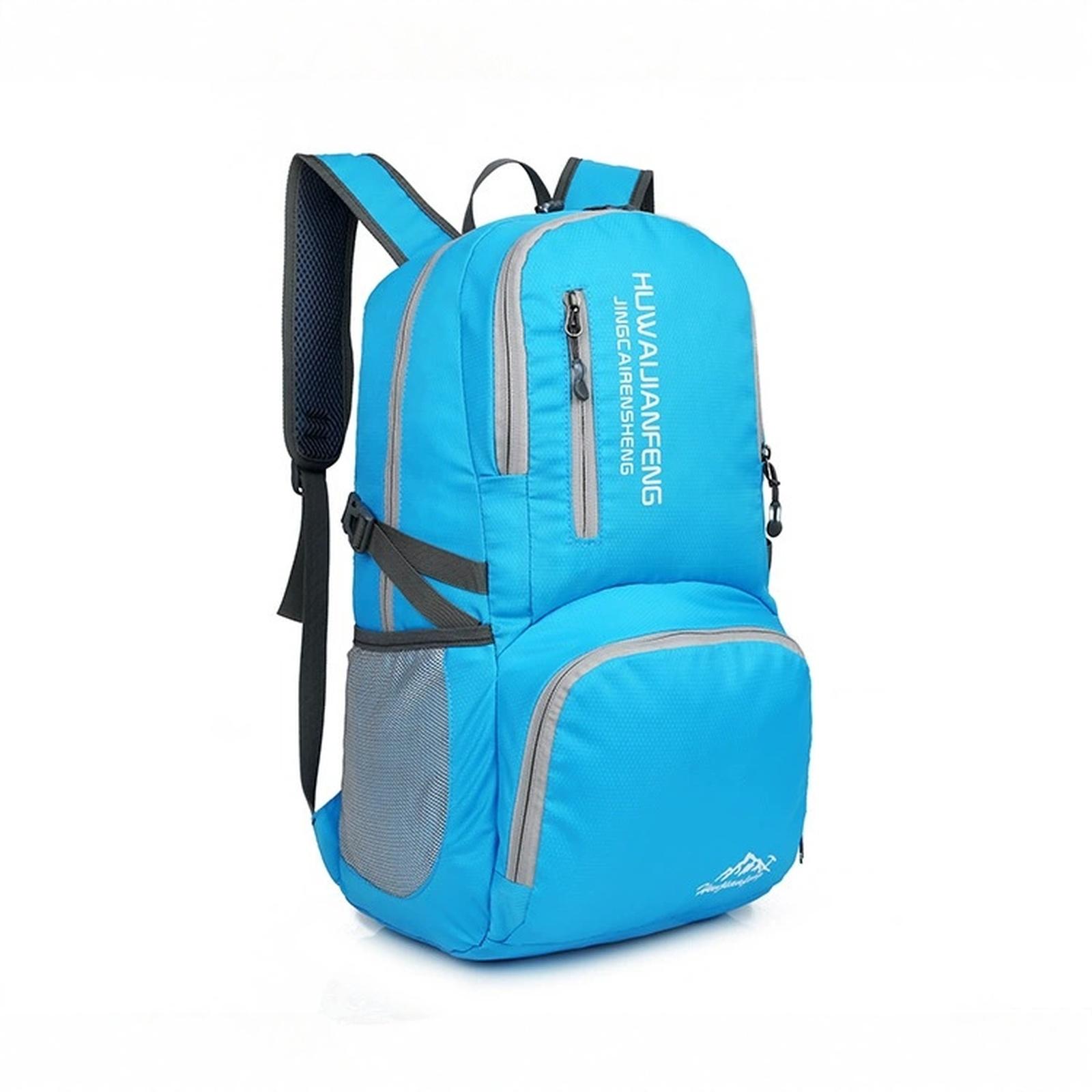 

Outdoor Shoulder Portable Folding Travel Storage Bag Student Waterproof Backpack One Size небесно-голубой