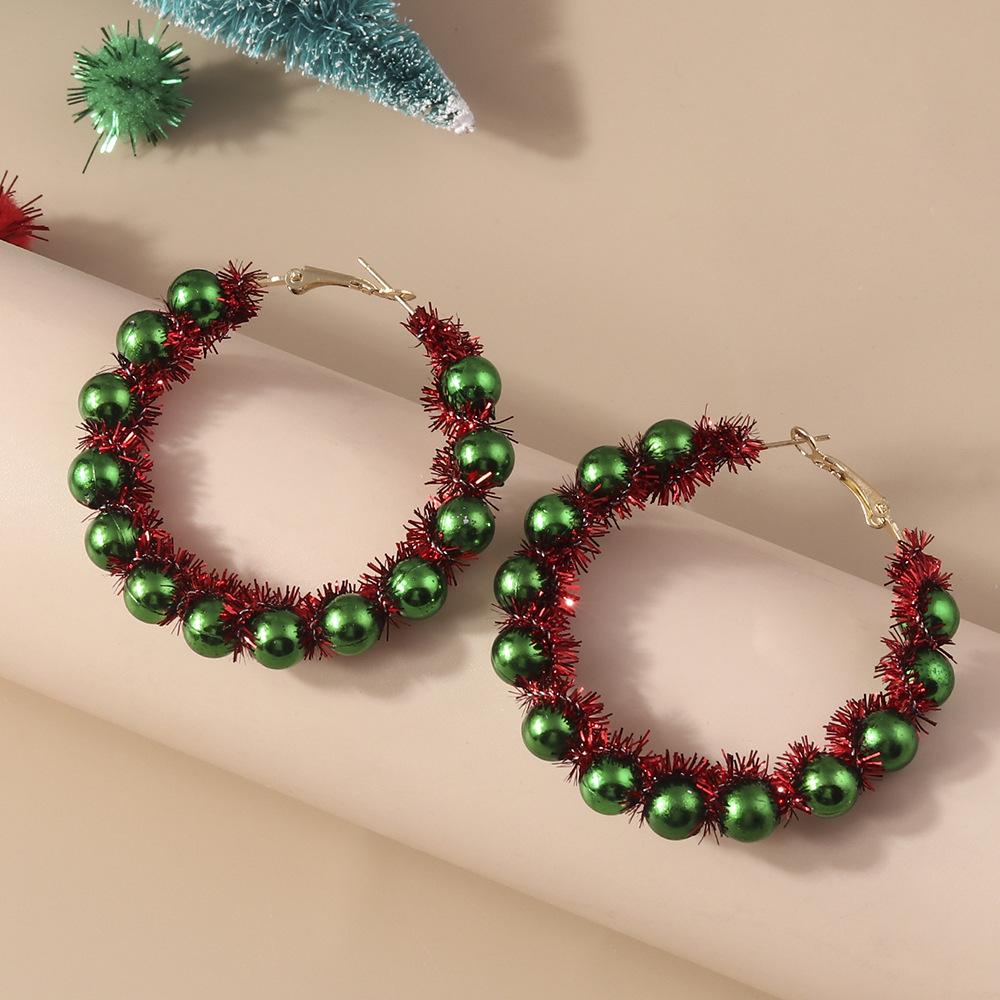 European and American Cartoon Christmas Earrings - Cute Funny Elk, Tree, and Wreath Studs Jewelry