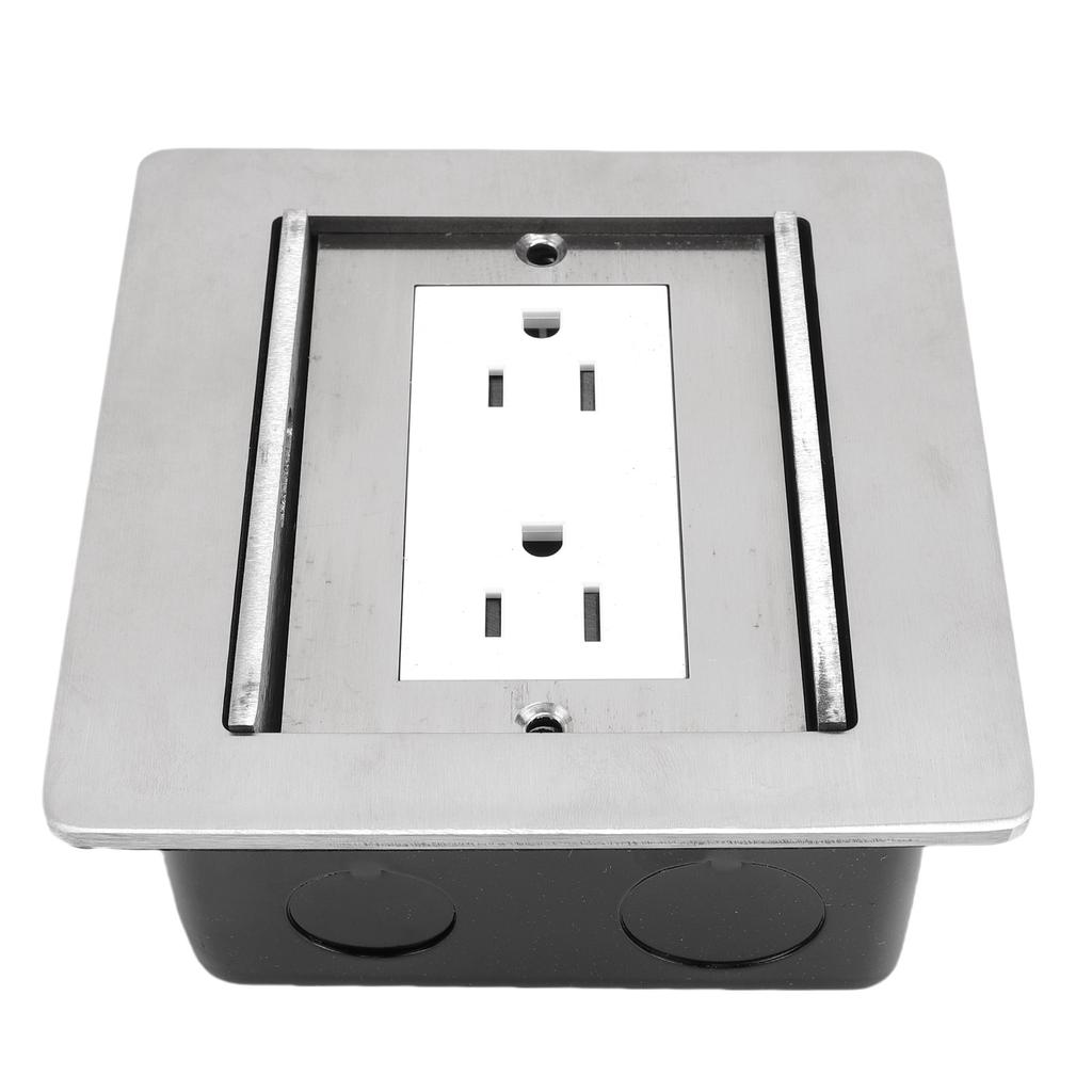 Recessed Floor Outlet 2 Receptacles Double Sliding Cover Water Proof Recessed Socket for Floor Table