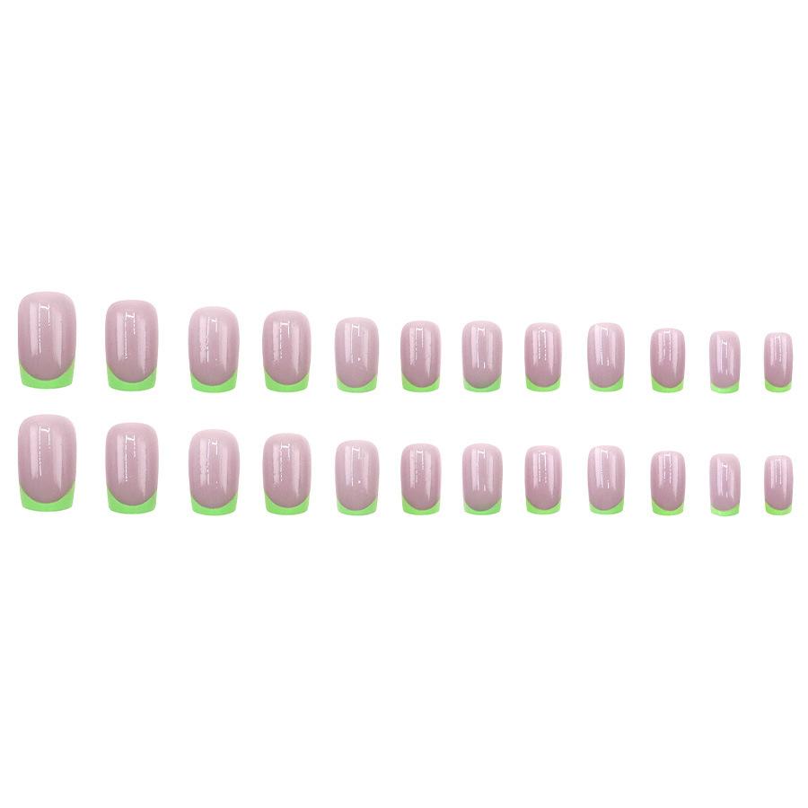 24 Stück Einfache Französische minimalistische grüne kleine frische mittlere und lange Spice Girls Show weiße Nagelaufkleber