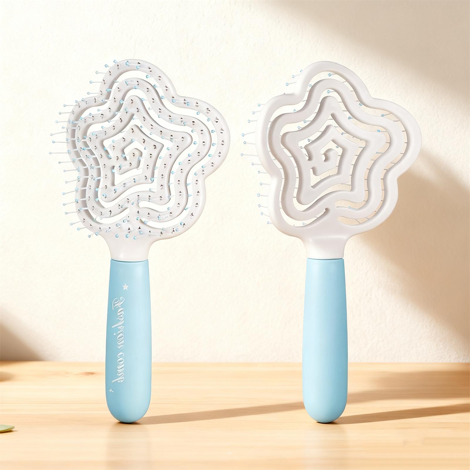 

Hollowed-out Pork Ribs Shaped Like Five-pointed Star Fluffy Comb New Bathroom Supplies Household Women Head Massage Special Comb синий