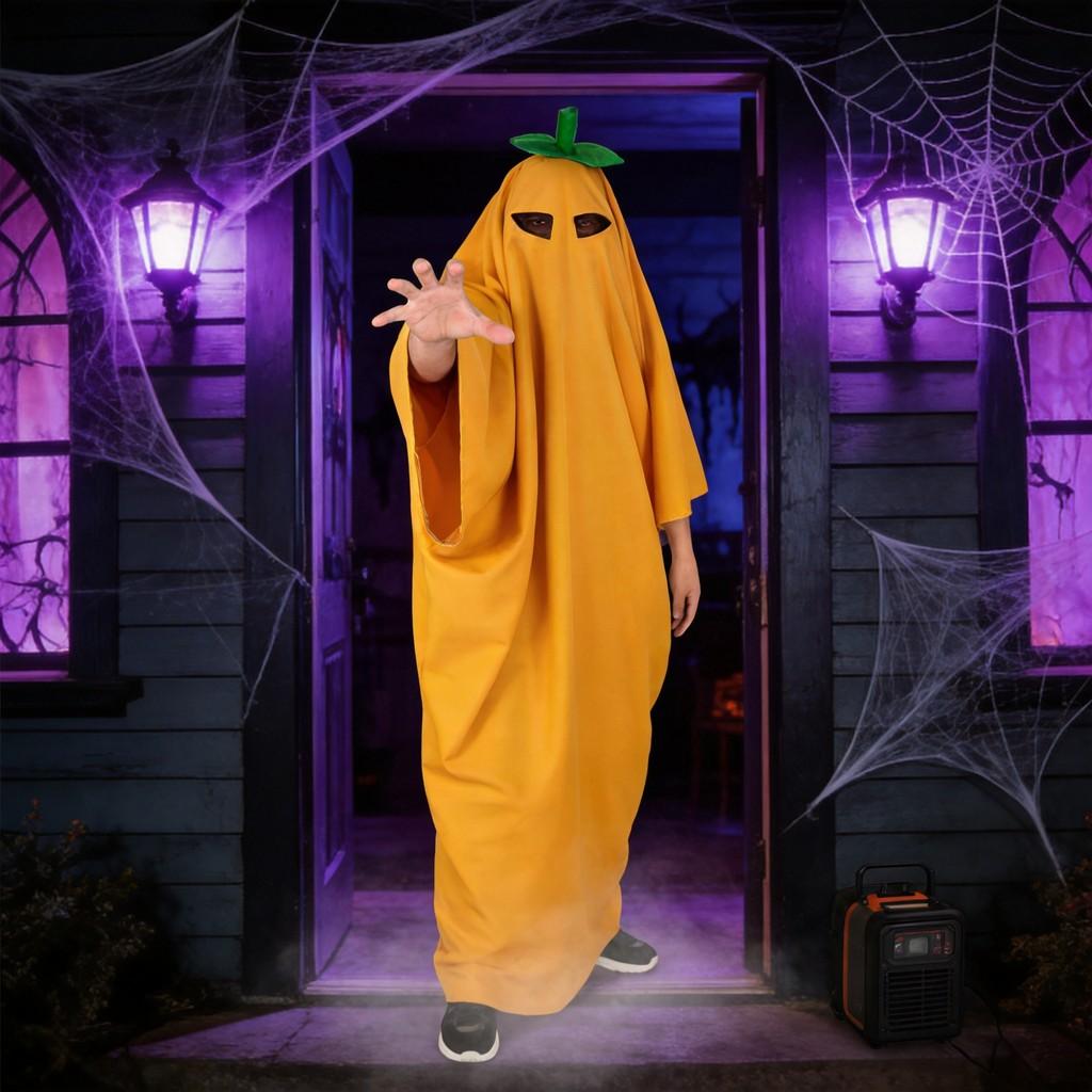 Halloween Pumpkin Cloak Cosplay Costume For Adults And Kids With Polyester Fabric For Party Dress Up
