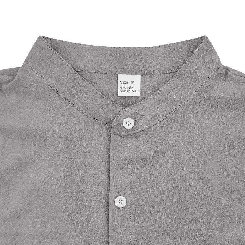 Men's Linen Henley Collar Beach Set: Summer Hawaii Short Sleeve Shirt & Shorts