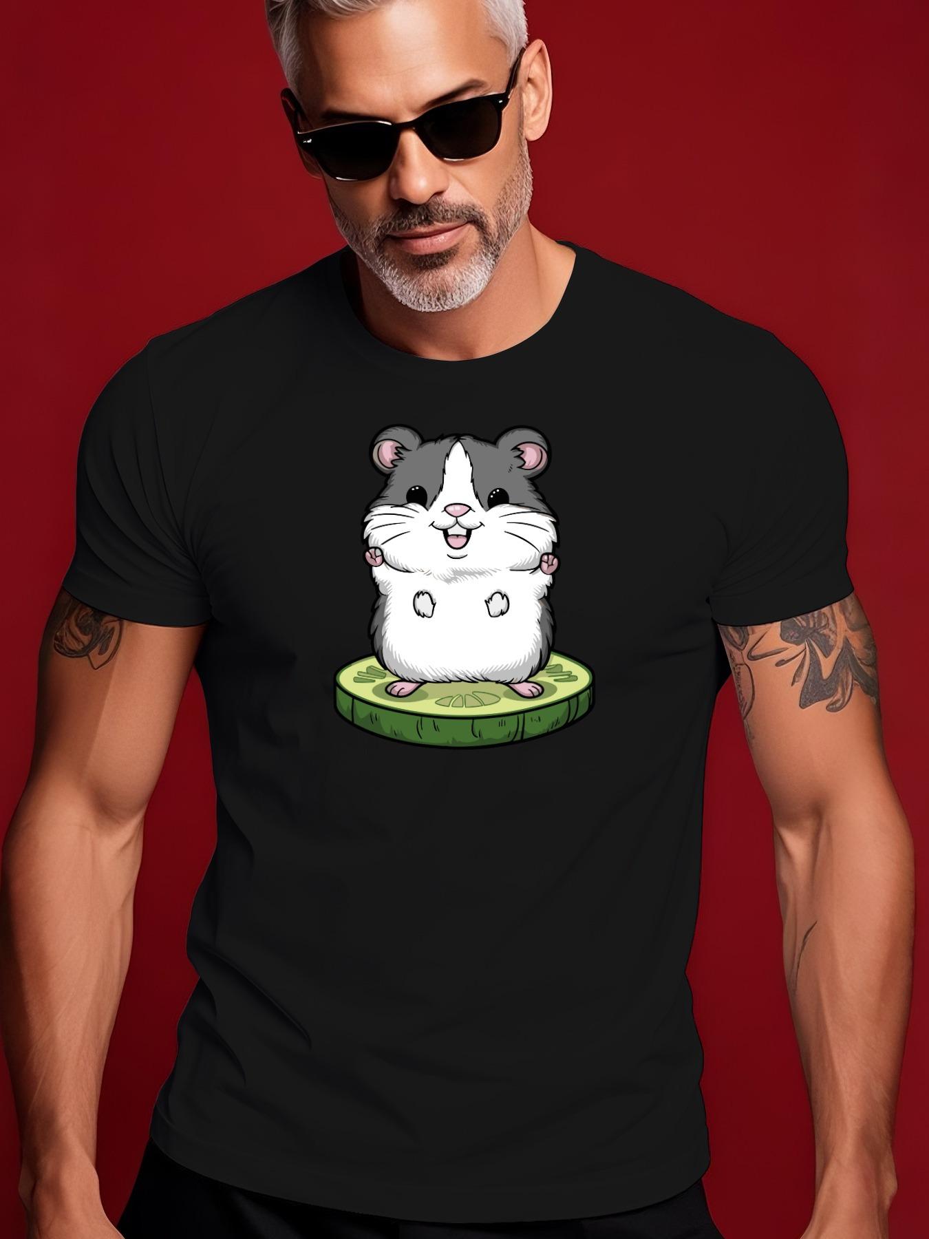 Summer Short Sleeve Tshirt - Cute Hamster Graphic Print S