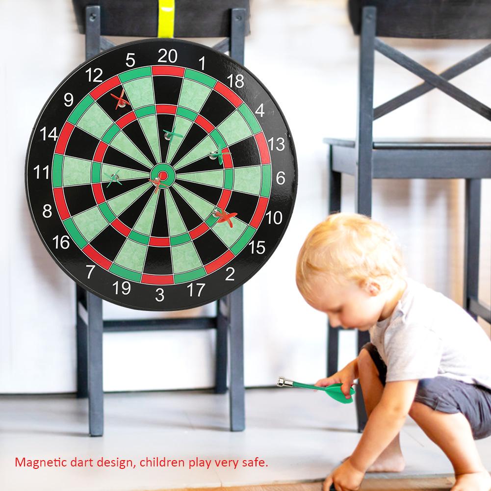 Children Safety Kid Playing Sport Game Toy Magnetic Plastic Dartboard Dart Disk Set 15in Green