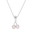 Pink Cherry Heart Necklace: Trendy Summer Cat's Eye Stone Pendant for Women