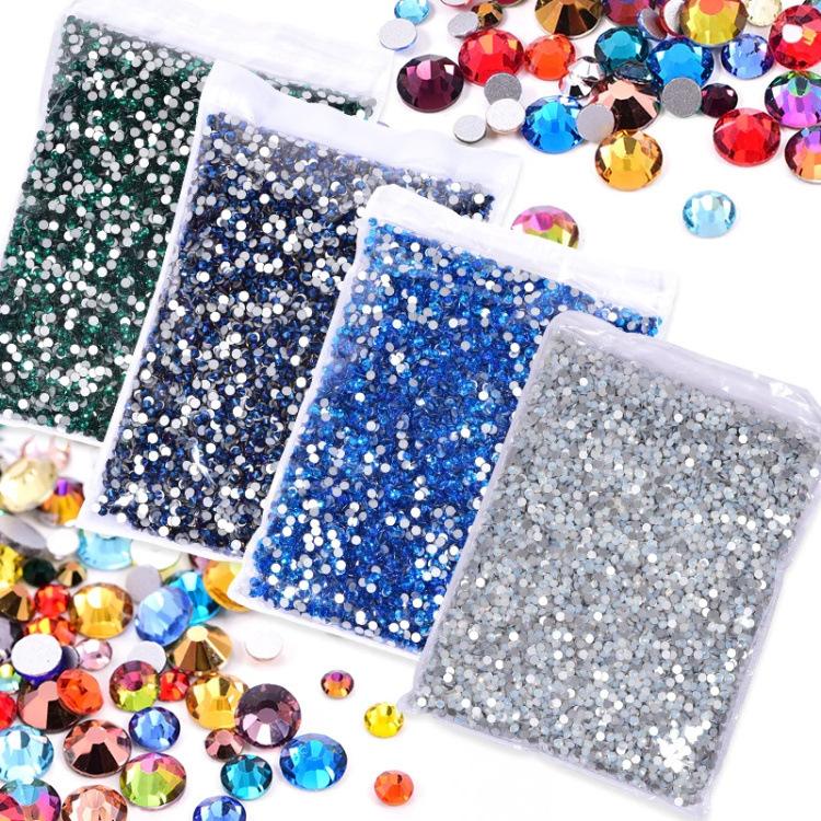 P1-70 Ordinary Color Large Packaging Glass Flat Bottom Diamond Rhinestone Nail Diamond Diy Crystal Mobile Phone Case Beauty Jewelry Accessories