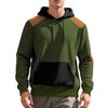Mens Casual Loose Plaid Color Block Hooded Pullover Sweatshirt With Large Pockets