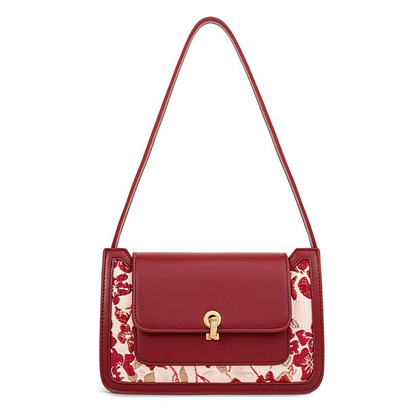 

New Chinese Style Small Square Bag Embroider Red Paragraph C