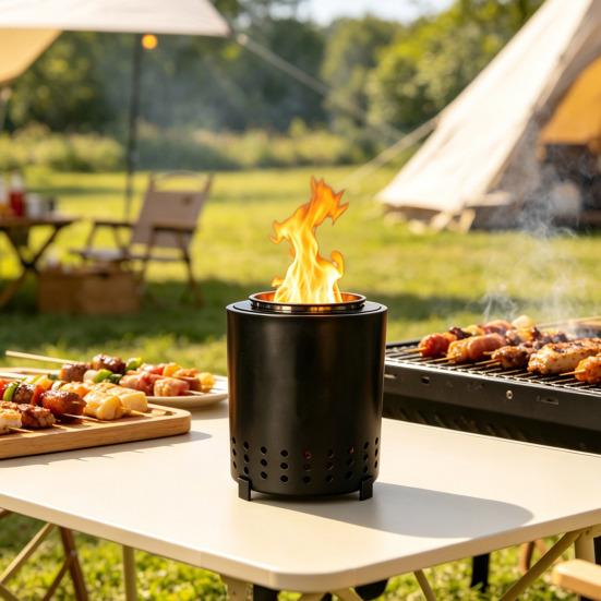 Mini Stainless Steel Tabletop Firepit, Portable Charcoal Burner Stove, Small Firepit for Outdoor Camping Backyard Patio Garden