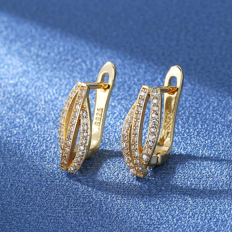 

Женские серьги-кольца из серебра 925 пробы, роскошные сверкающие серьги в форме U с фианитами в форме звезды и луны для девочек