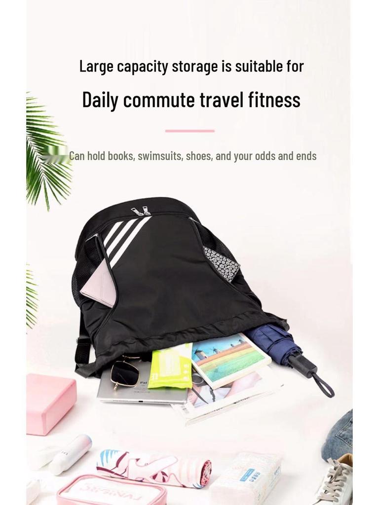 Leichter Rucksack mit Kordelzug und großem Fassungsvermögen für Schwimmen, Reisen oder Sport mit Trocken-/Nassfach