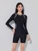 Women's Black Long Sleeve One-Piece Wetsuit - New Style Sun Protection Nylon Swimwear for Surfing
