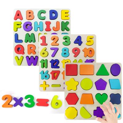 Wooden Puzzle Montessori Baby Toys Kids Alphabet Number Matching Game Preschool Children Early Educational Children Game Toy