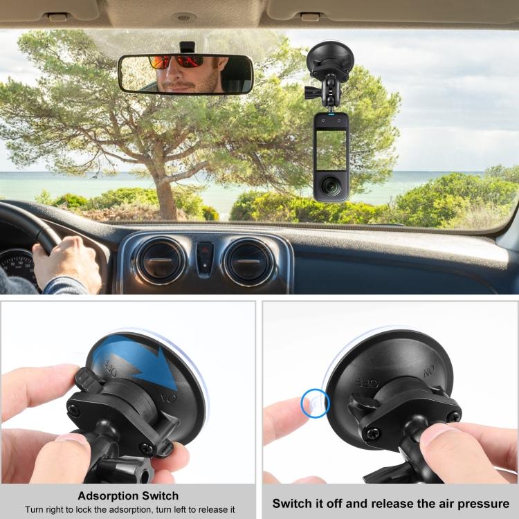 PULUZ 1/4 Inch Magic Arm Suction Cup Mount (Black)