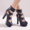 Polyurethane Super High Heels Summer Size 43 Size 42 Size 50 Hollow Decoration Women Round Toe Pumps