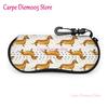 Portable Eyewear Case Dachshund Dogs And Bones Sunglasses Soft Case Glasses Box with Lanyard Zipper Eyeglass Case