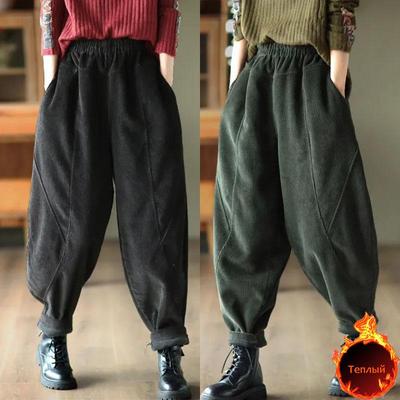 Winter Plus Size Fleece Cord Haremshose Damen Mode Hohe Taille Hose Verdicken Frühling Herbst Casual Weibliche Hose mit weitem Bein
