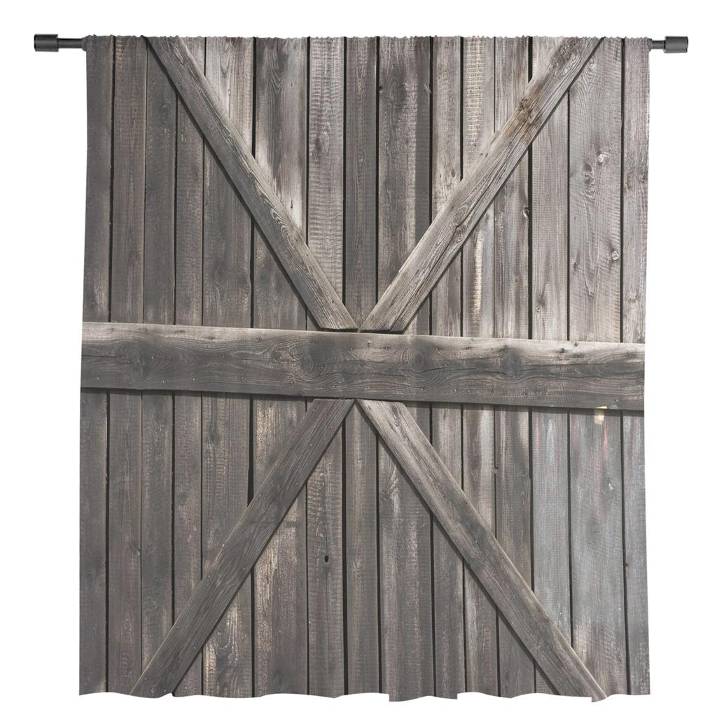 Farm Plank Warehouse Window Treatment Tulle Modern Sheer Curtains for Kitchen Living Room the Bedroom Curtains Decoration