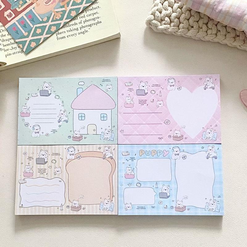 Kawai Stationery Creative Cartoon Cute Sticky Note Ins High Looking Little Milk Dog Tear Off Non Student Message Book Memo Pad